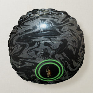 Black And Grey Lawn Bowl, Round Cushion