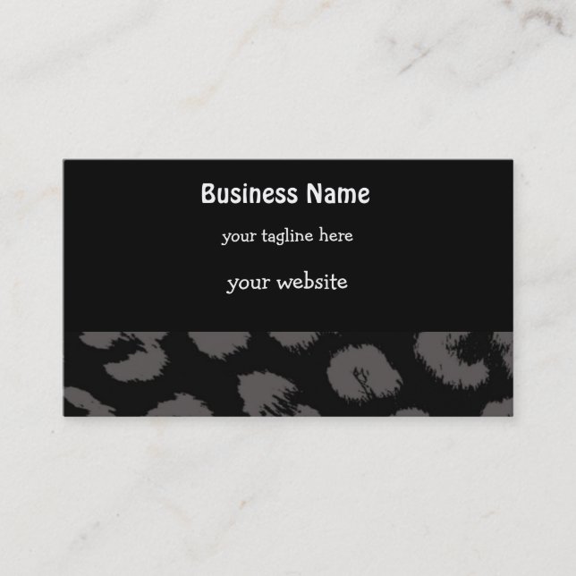 Black and Grey Leopard Pattern Business Card (Front)