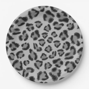 Black and grey Leopard pattern, cheetah pattern  Paper Plate
