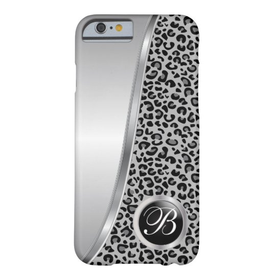 Black and Grey Leopard Print | Monogram Barely There iPhone 6 Case