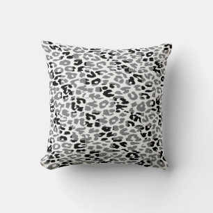 Black and Grey Leopard Print Skin Pattern Cushion