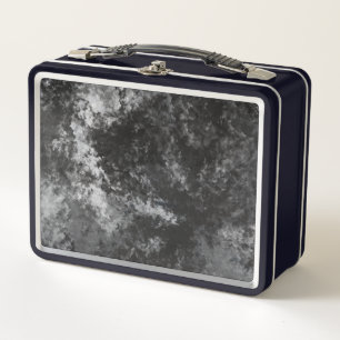Black and Grey Marble Granite Look Metal Lunch Box
