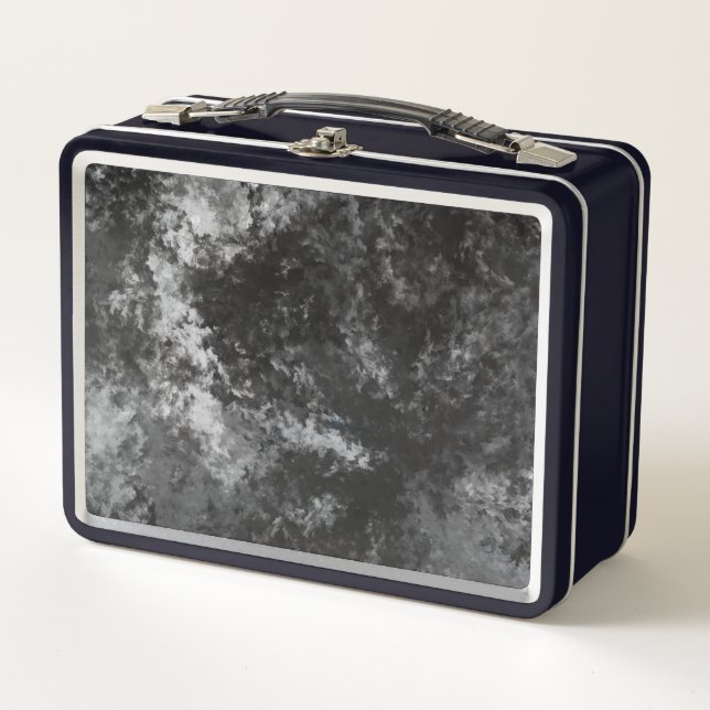 Black and Grey Marble Granite Look Metal Lunch Box (Front)