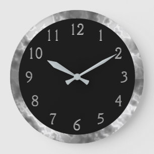 Black and Grey Marble Large Clock
