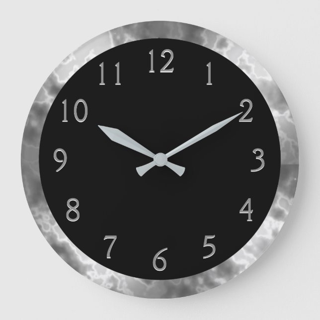 Black and Grey Marble Large Clock (Front)