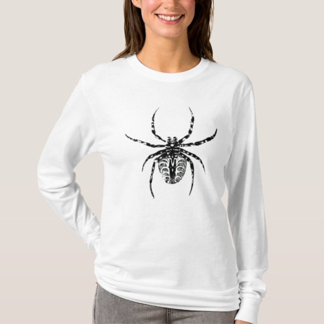 Black and Grey Minimalist Cute Spider T-shirt (Front)