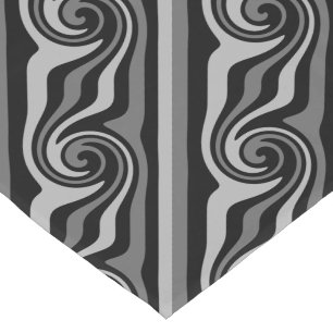 Black and grey modern abstract swirl short table runner