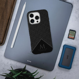 Black and Grey Modern Geometric Wavy Curved Lines iPhone 16 Pro Case