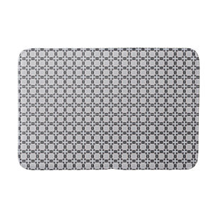 Black and Grey Modern Graphic Tile Pattern Bath Mat