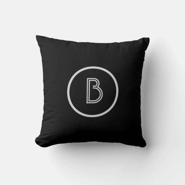 Black and Grey Monogrammed Pillows (Front)