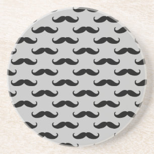 Black and Grey Moustaches Coaster