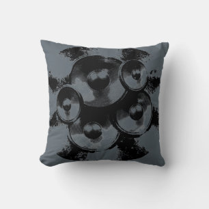 Black and grey music speakers cushion
