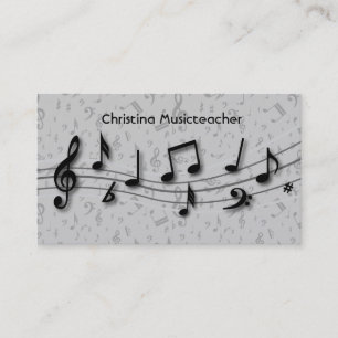 Black and grey Musical Notes Business Cards