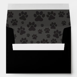 Black and grey paw print invitation  envelope