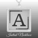 Black and grey personalized initial silver plated necklace<br><div class="desc">Personalized necklace /  pendant.
Add your initial.
Color scheme: black and grey</div>