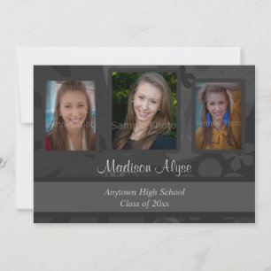 Black and Grey Photo Graduation Party Invitation