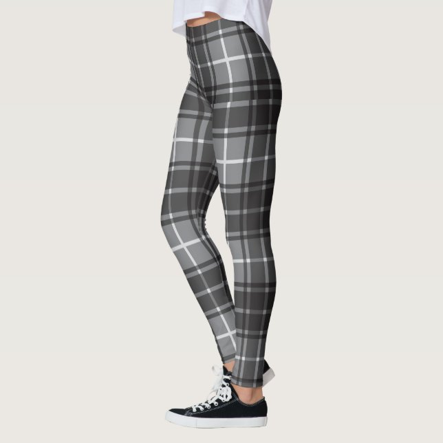 Black and Grey Plaid Leggings (Left)