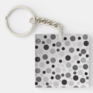 Black And Grey Polka Dots,  Key Ring