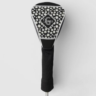 Black and Grey Polka Dots Monogram Golf Head Cover