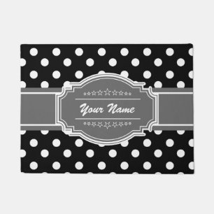 Black and Grey Polka Dots Personalised Doormat