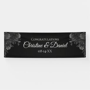 Black and Grey Roses Gothic Wedding Banner