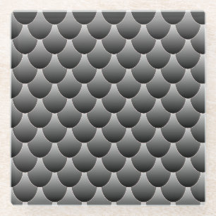 Black and Grey Scales Glass Coaster