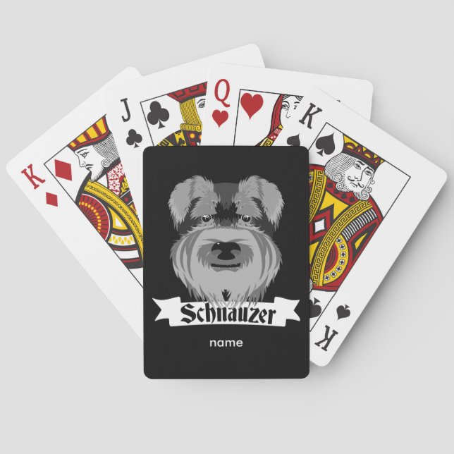 Black and Grey Schnauzer Playing Cards (Back)