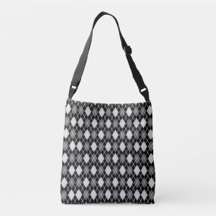 Black and Grey Seamless Argyle Pattern  Crossbody Bag