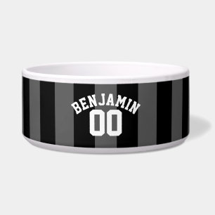 Black and Grey Silver Rugby Stripes Name Number