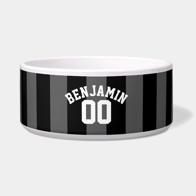 Black and Grey Silver Rugby Stripes Name Number (Front)