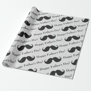 Black and grey simple Happy Father's day Wrapping Paper