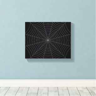 Black and grey spider web Halloween pattern Canvas Print