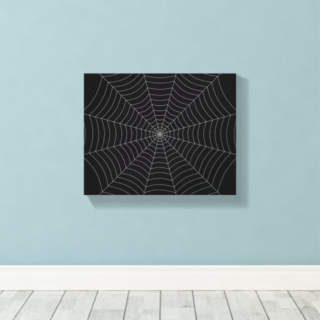 Black and grey spider web Halloween pattern Canvas Print (Insitu(Wood Floor))