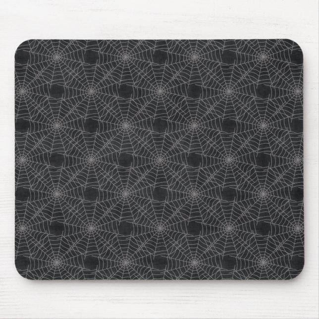 Black and Grey Spiderweb Gothic Pattern Mouse Mat (Front)