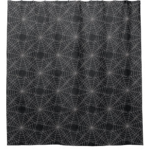 Black and Grey Spiderweb Gothic Pattern Shower Curtain