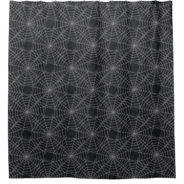 Black and Grey Spiderweb Gothic Pattern Shower Curtain (Front)