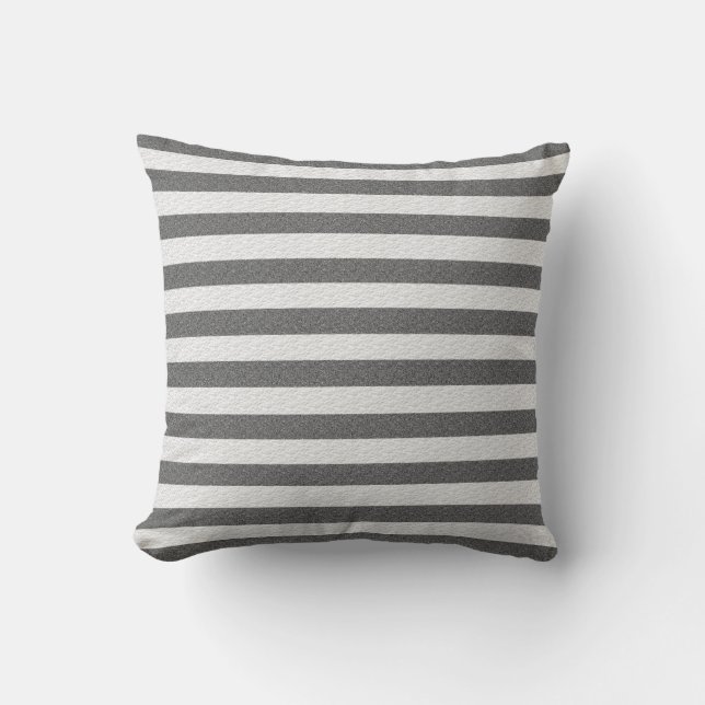 Black and Grey Stripe Nautical Pillow (Front)