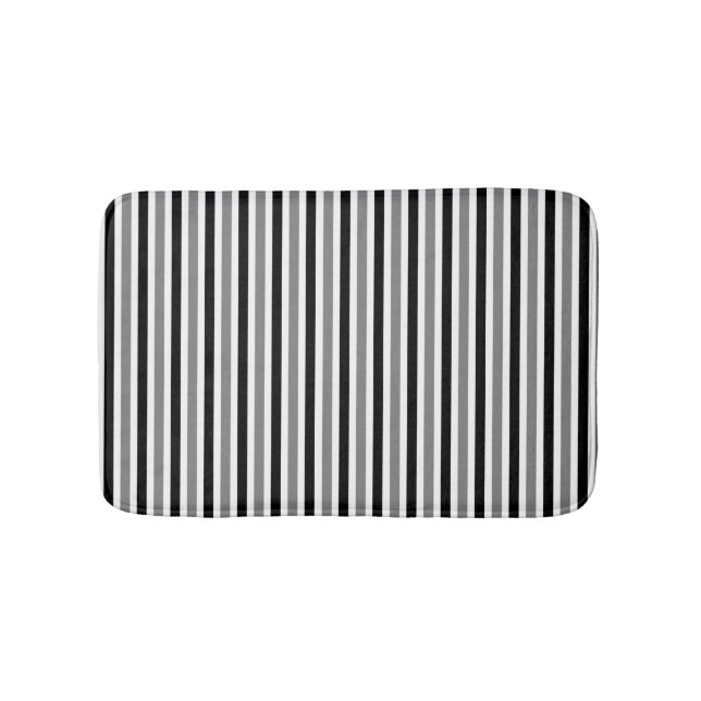 Black and grey striped pattern spring colours bath mat (Front)