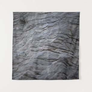 Black and grey striped textile tapestry