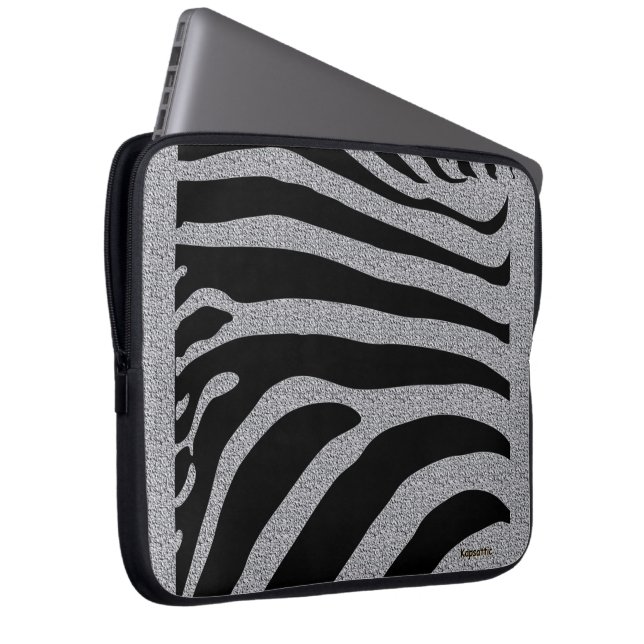 Black and Grey Stripes Laptop Sleeve (Front Right)