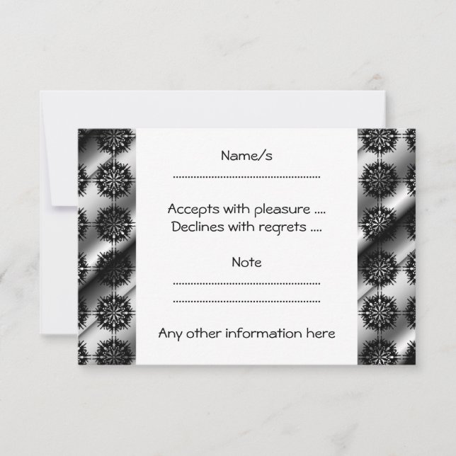 Black and Grey Stylish Elegant Pattern. RSVP Card (Front)
