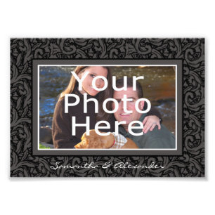 Black and Grey Swirl Elegant Photo Border w/Text
