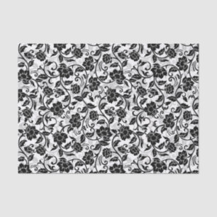 Black and Grey Swirling Flowers Tissue Paper
