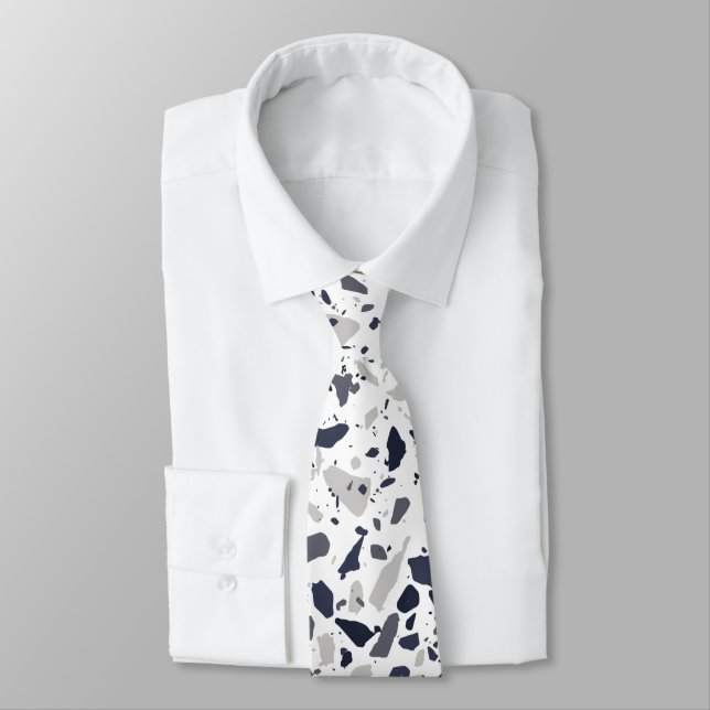 Black and Grey Terrazzo Abstract Tie (Tied)