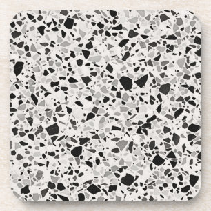 Black And Grey Terrazzo Patterned Coaster