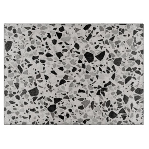 Black And Grey Terrazzo Patterned Cutting Board