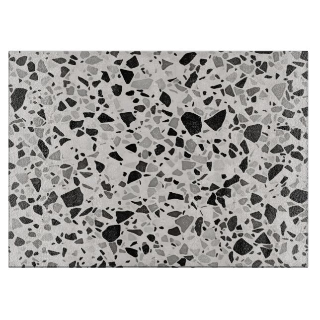 Black And Grey Terrazzo Patterned Cutting Board (Front)