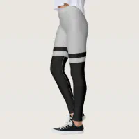 Black and Grey Thigh Striped Above the Knee Leggings