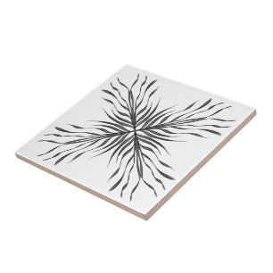 Black And Grey Translucent Textured Feather Leaves Tile