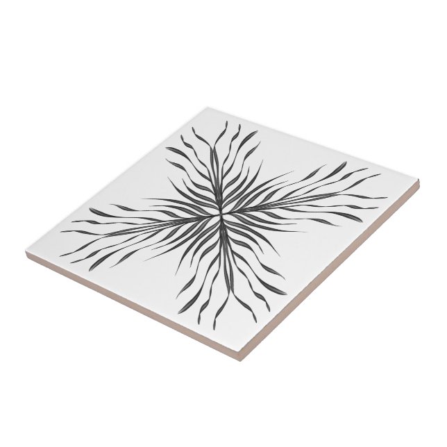 Black And Grey Translucent Textured Feather Leaves Tile (Side)